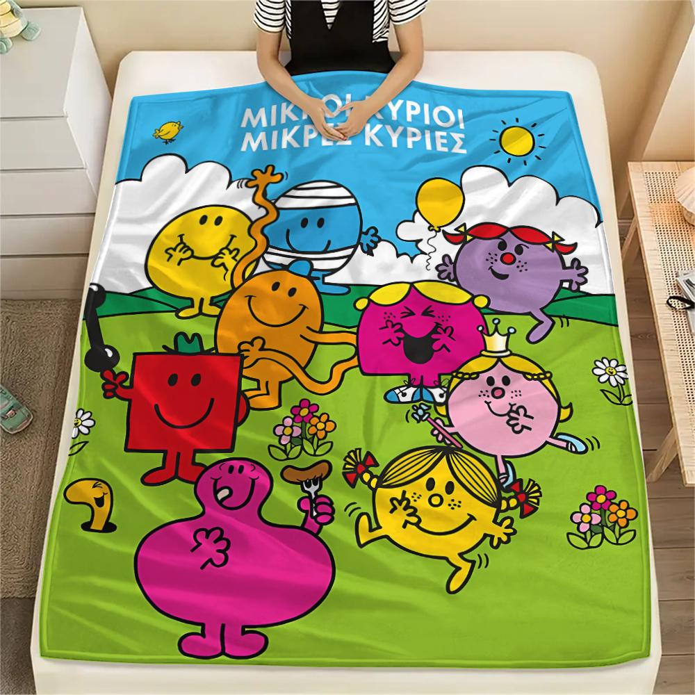 

1PC Mr. Men Little Miss Print Flannel Blanket, High quality All Seasons, Home Decor, Warmth and Comfort, Perfect for Christmas Gifts 80cm x 120cm