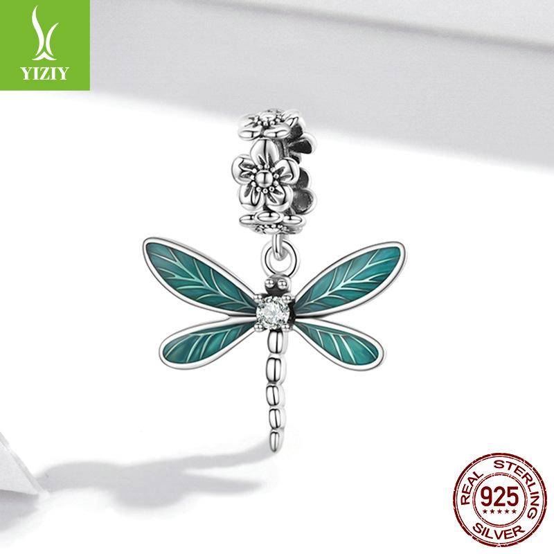 S925 Sterling Silver Gorgeous Dragonfly Pendant Accessories Small Fresh Insect Diy Bracelet Beaded