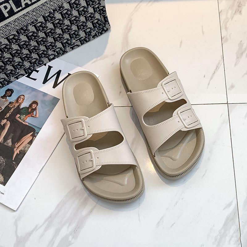 

Модные мягкие тапочки-подушки для женщин с двойной пряжкой на толстой платформе, сандалии Cloud Slides, женские летние пляжные нескользящие шлепанцы 40-41 абрикосовый