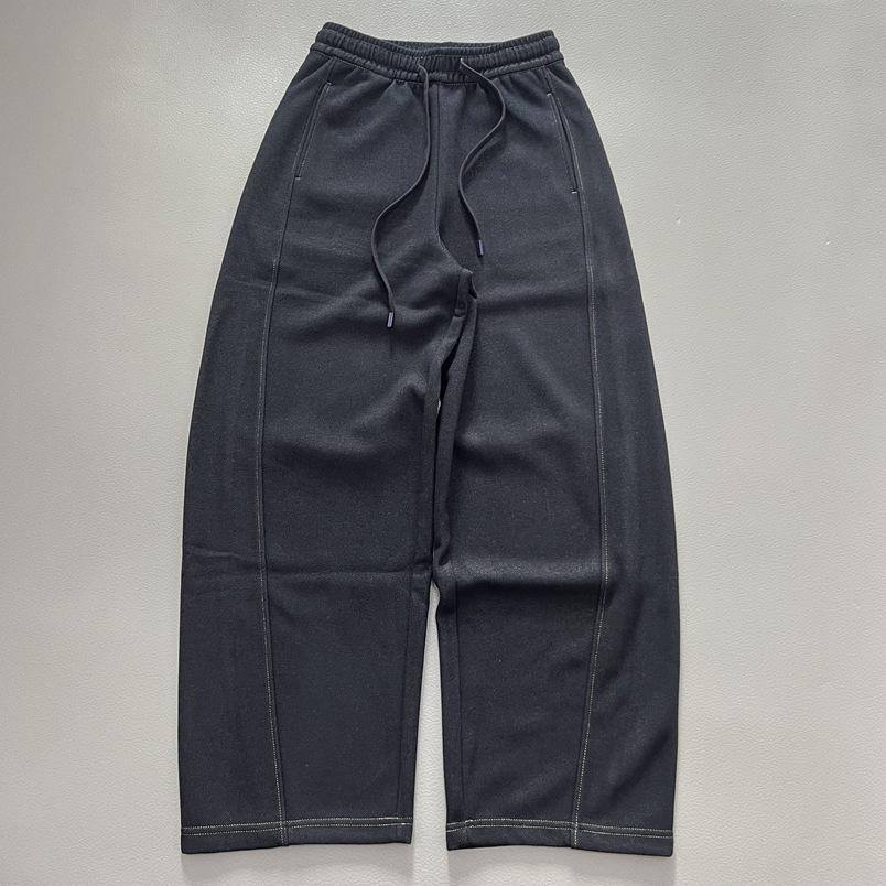 

Women s Slimming Lazy Style Drawstring Elastic Waist Loose Leg Casual Pants with Pockets - New Spring Arrival in Black and Dark Blue. Small