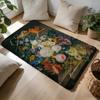 Advanced Flower Oil Painting Floor Mat Soft Flannel Absorbent Mat Non-Slip Rug Home Bedroom Bathroom