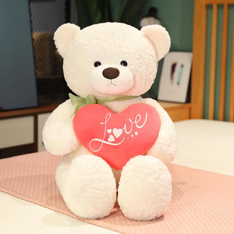 Qixi Valentine s Gift: Heart Teddy Bear Plush Toy for Girlfriend or Child s Birthday 80 cm белый