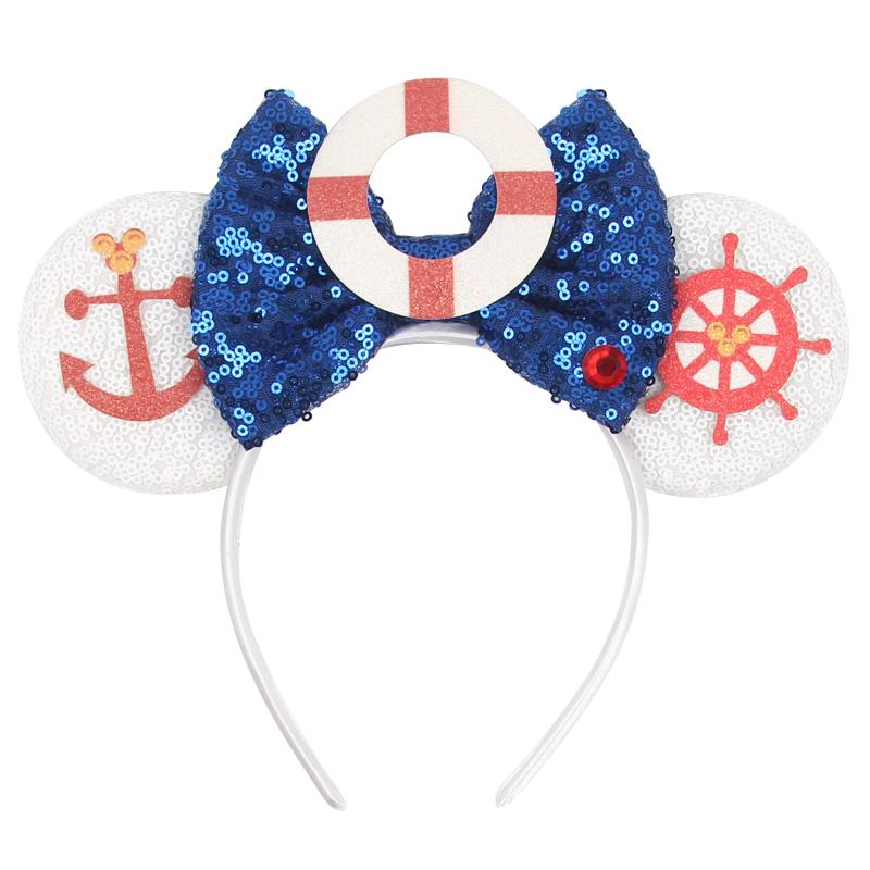 Cartoon Character Mouse Ears Headband Sequins 5" Bow Hairband For Girls Children Festival Party DIY Hair Accessories Gift