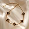 Luxury Zircon Four-Leaf Clover Bracelet with Water Drop Diamond in Titanium Steel