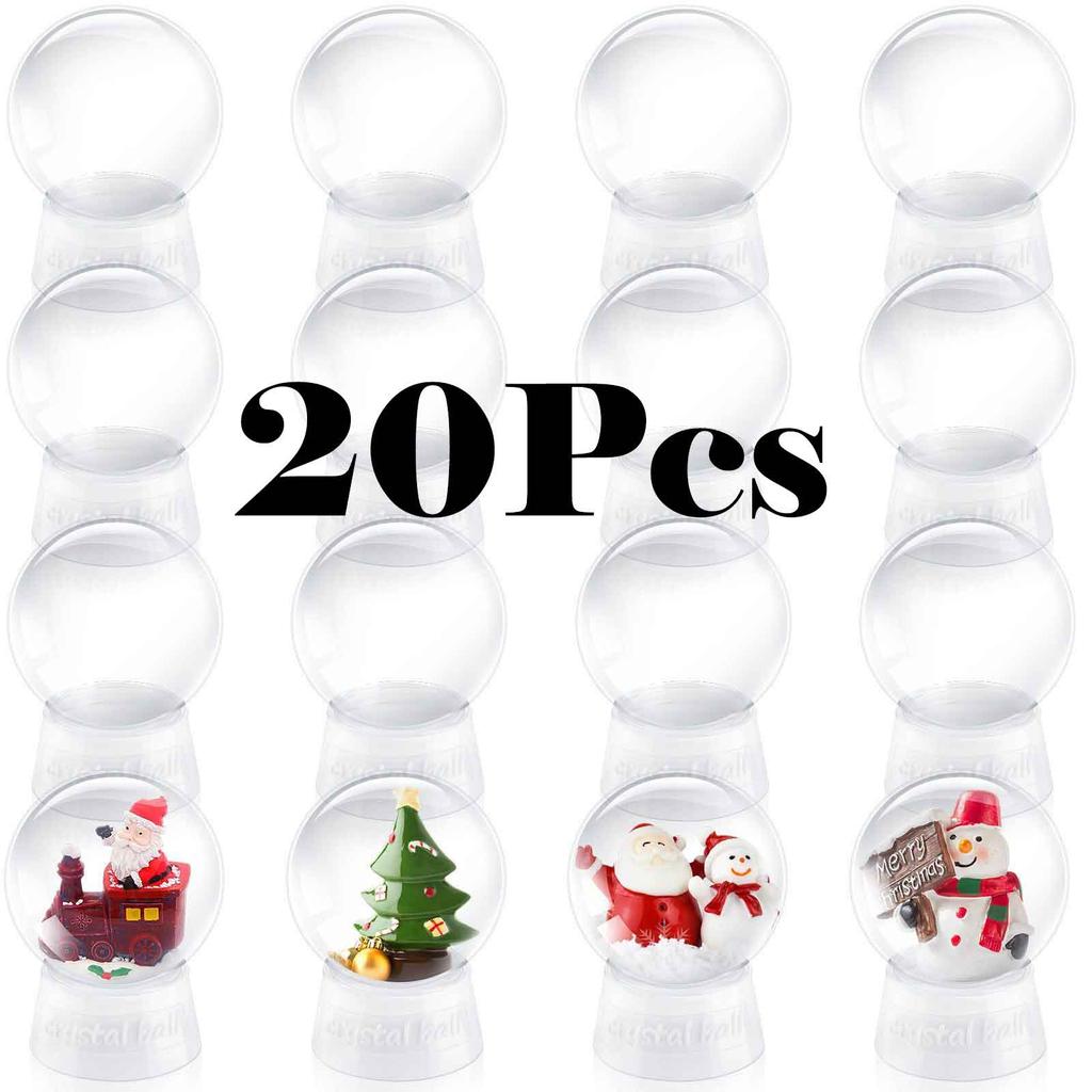 DIY Snow Globe Kit, Clear Plastic Christmas Ornaments, Home Decor, Lightweight White Display Containers for Crafts and Storage