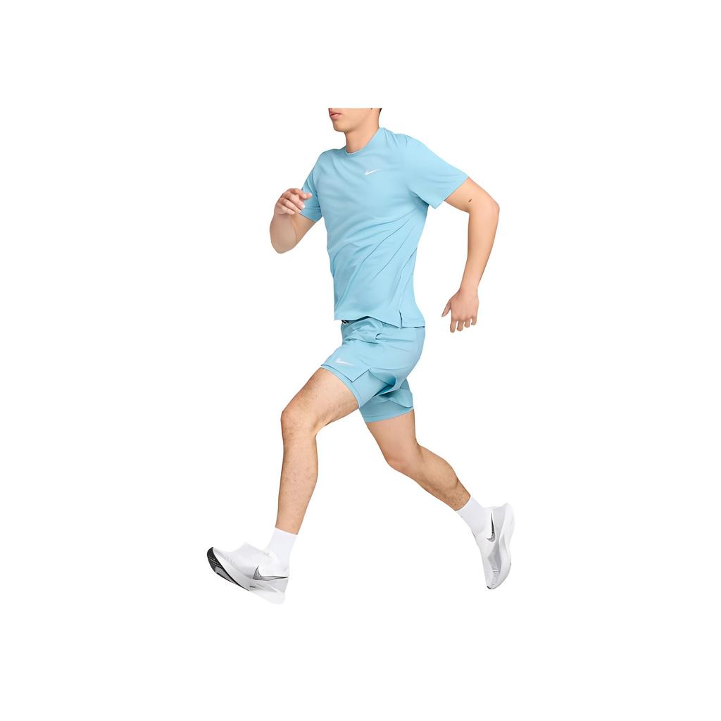 Nike Dri-Fit UV Logo Print Round Neck Solid Color Comfortable Casual Breathable Short Sleeve T-Shirt Men Tops Sky-Blue DV9316-464