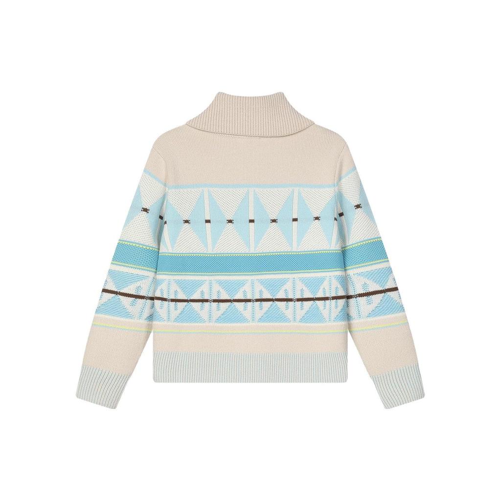 Fila Emerald Color Block Polo Neck Casual Open Front Long Sleeve Sweater Women Sweater F11W414403F-ZA