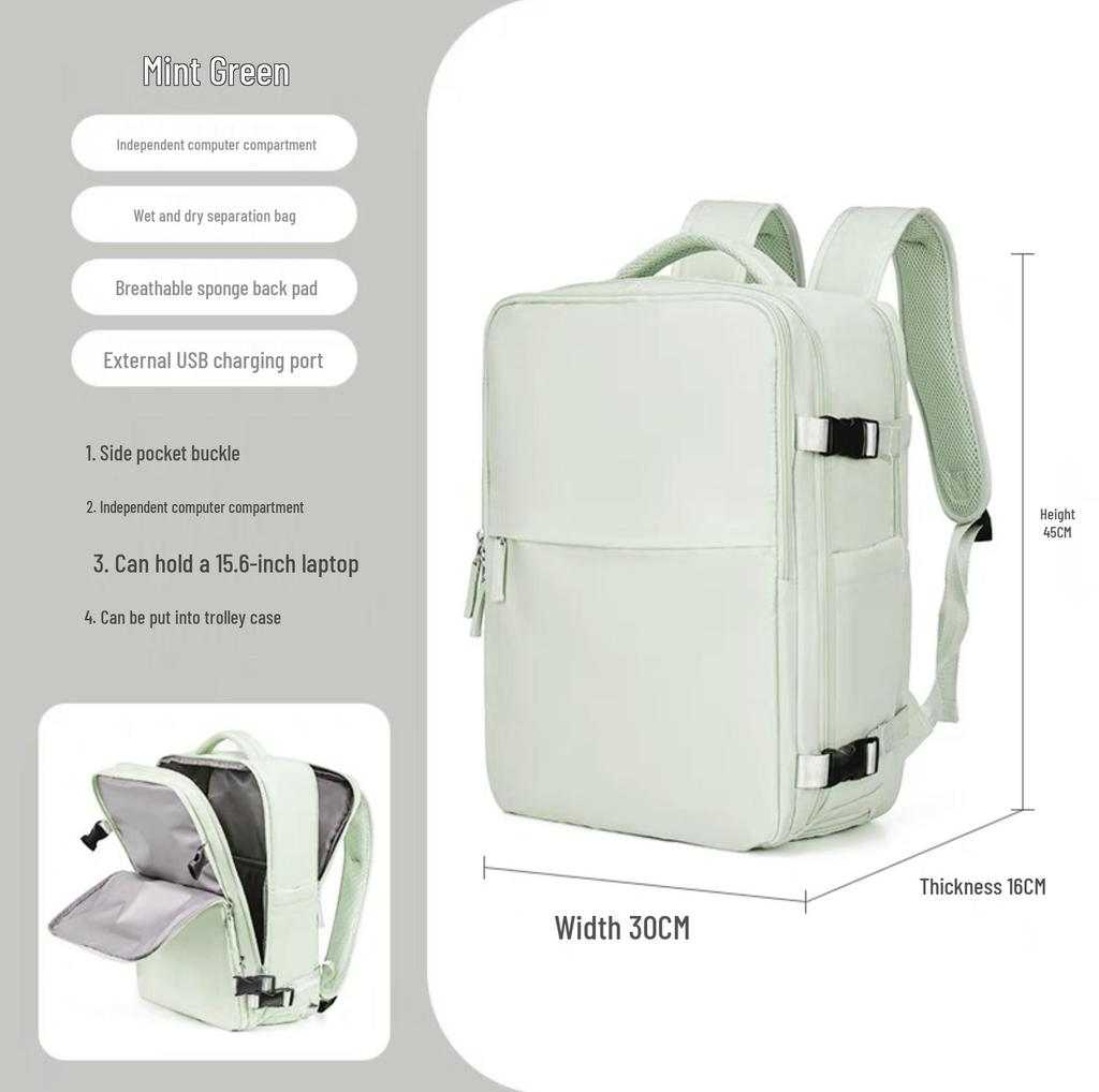 Girls' Extra Large Multifunctional Backpack with Wet/Dry Separation - Nylon, Waterproof, Ideal for Short Trips & School
