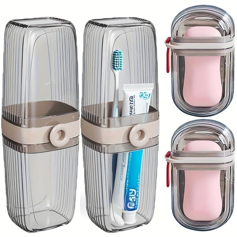Set de Almacenamiento de Viaje de 4 Piezas, Jabonera Portátil y Estuche para Cepillo de Dientes con Drenaje, Ideal para Dormitorio, Gimnasio y Baño