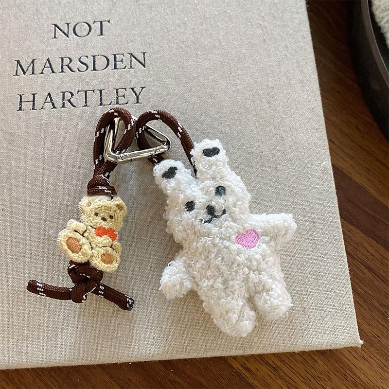 Bear Plush Toy Keychain Cartoon Rabbit/Dog Soft Stuffed Doll Pendant Car Key Ring Backpack Bag Decor Kid Gift
