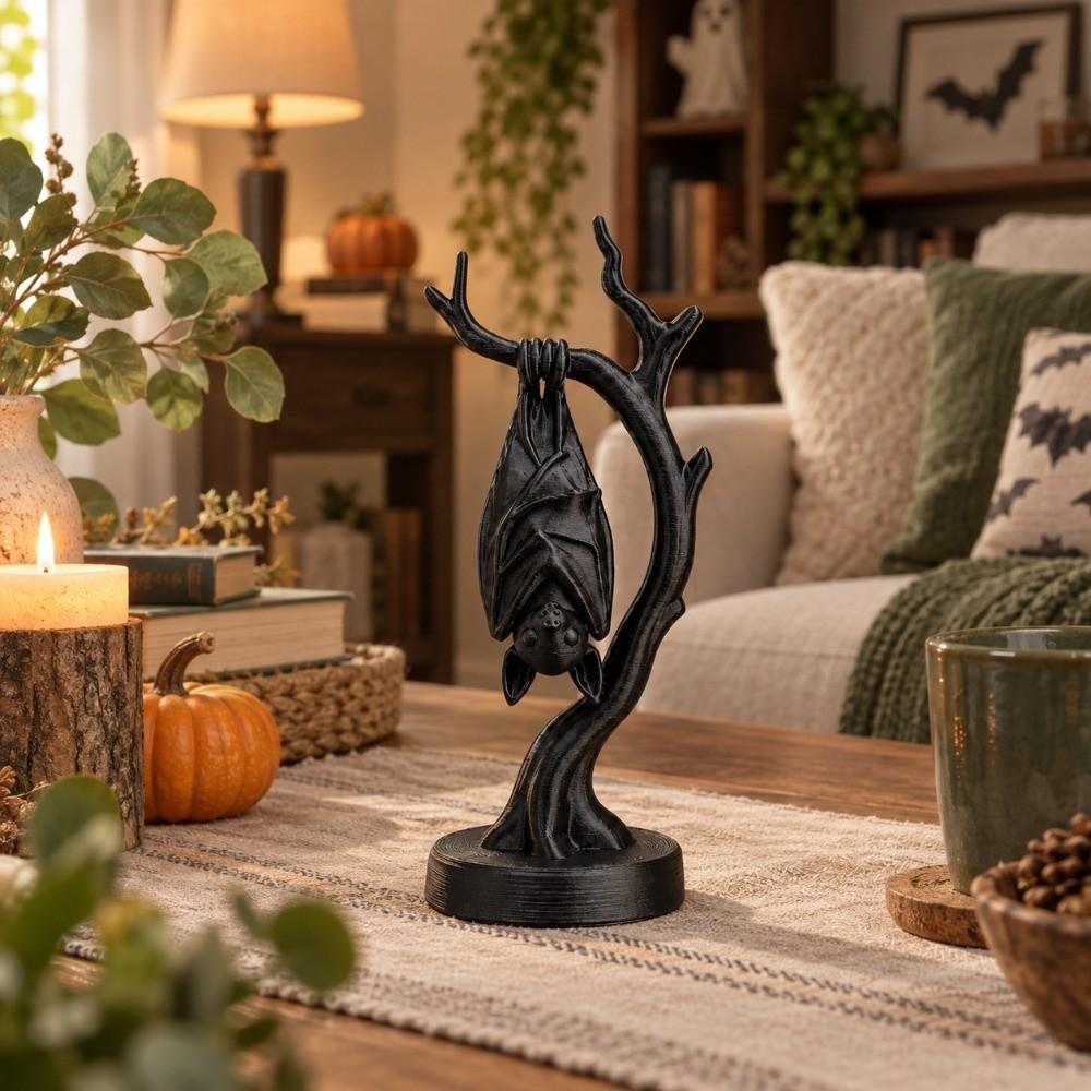 Tabletop Decor Halloween Bat Figurine Ornament 3D Printed Hanging Bat Branch Statue  Home Decor