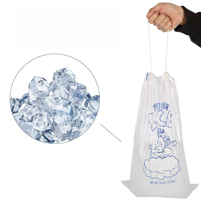 10pcs Portable Drawstring Ice Storage Bag Reusable PE Material Leakproof Cooler Bag for Outdoor Picnic Camping