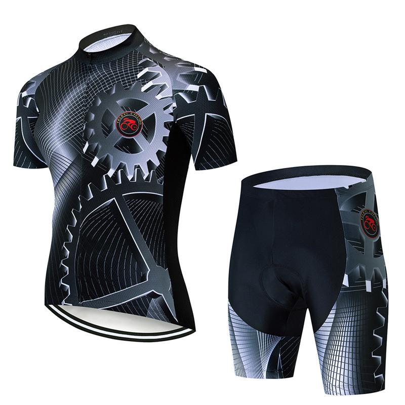 Short-sleeve cycling suit, breathable side strip short-sleeve suspender cycling suit XXS