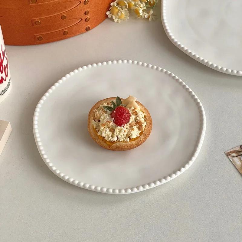 White Premium Ceramic Plate Vegetable Plate Household Western Food Steak Plate Fruit Dessert