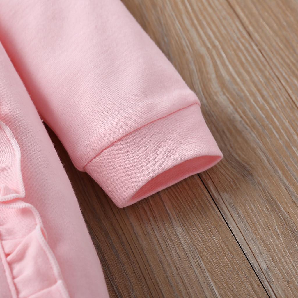 Newborn Infant Baby Girls Solid Ruffles Floral Romper Jumpsuit+Hat Outfits Sets