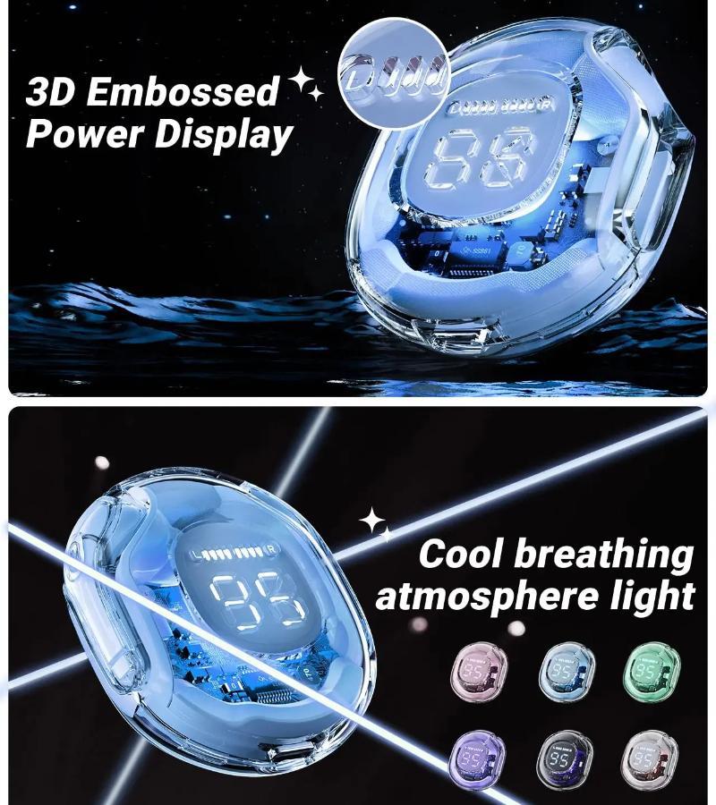 T8 PRO TWS Bluetooth Earbuds Transparent with LED Digital Display Wireless In-Ear Earphone for Xiaomi Huawei iPhone Headphone