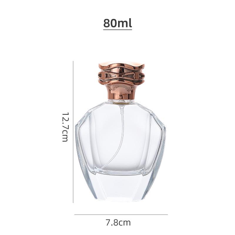 Elegant Transparent Glass Perfume Bottle with Round-Edge Polygon Design and Thick Base