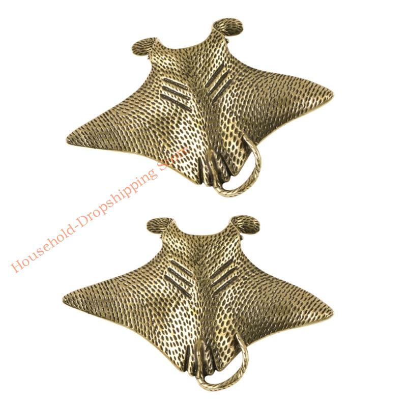 Schnitzerei Messing Manta Rochen Miniatur Skulptur Chinesische Antiquität Feng Shui Figur für Haus Büro Dekoration Ornament Geschenk