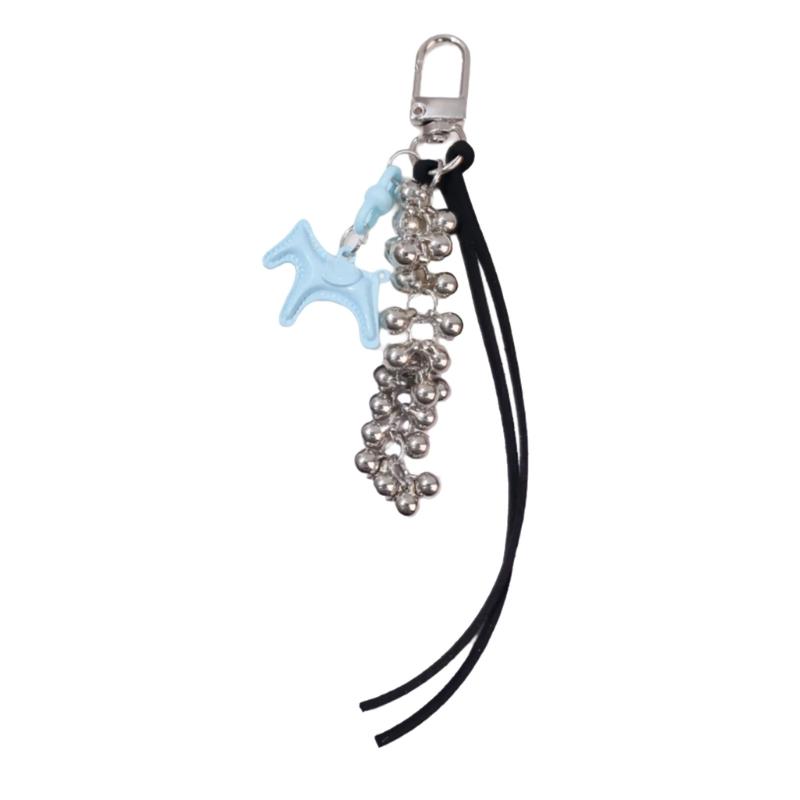 Leather Horse Bag Charm Pendant Car Keyrings Braided Rope Keychain Charm for Backpack Purses Handbags Decorations Gift