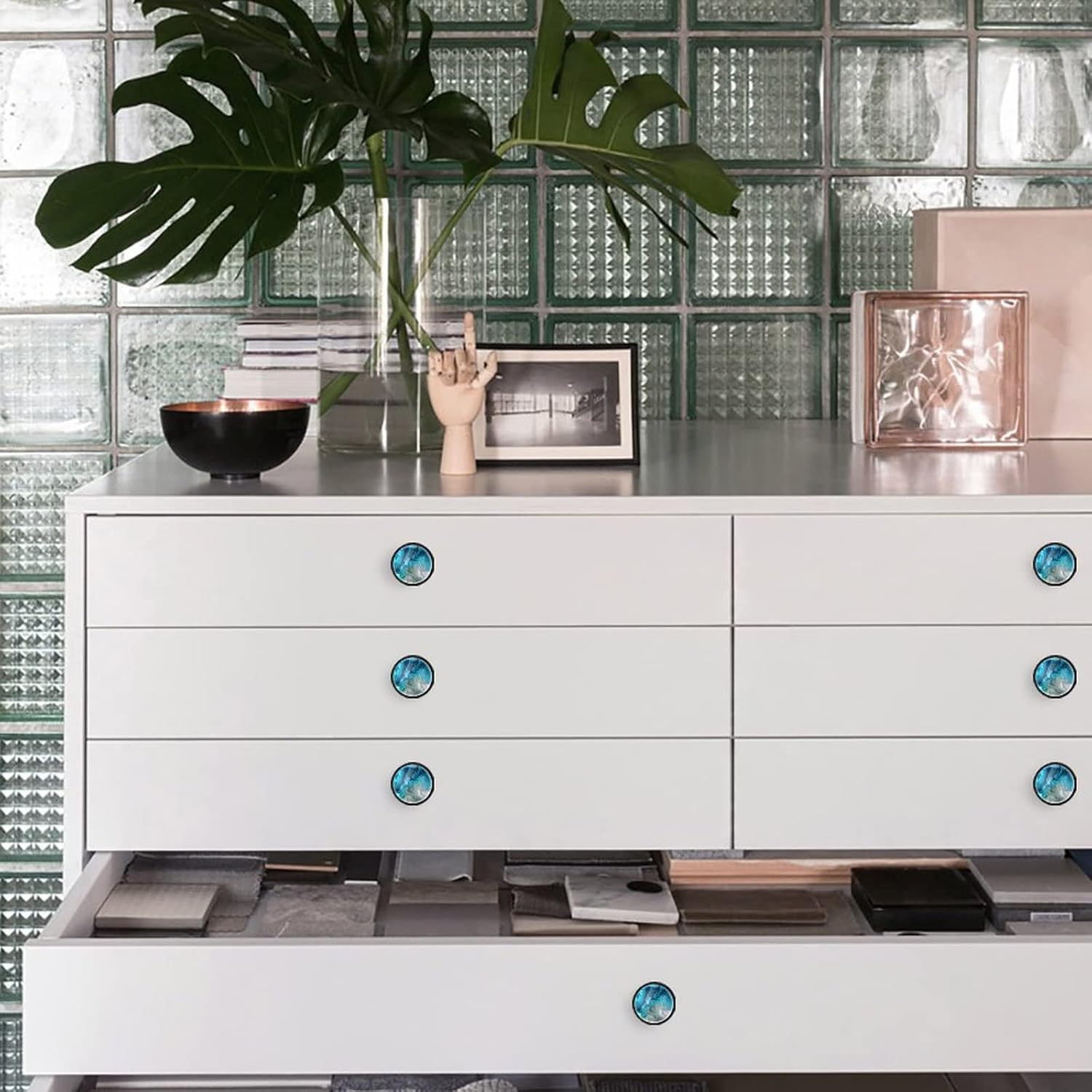 

Ручки для шкафа из стекла Aqua Aquamarine Blue Water Crystal, 4 шт. в упаковке, черные ручки для ящиков, ручки для комода для ванной комнаты, фурнитура для кухонного шкафа серебряный