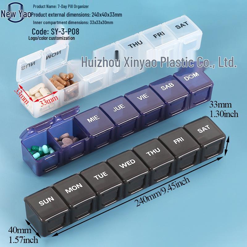 Seven-Day Pill Organizer: Morning, Noon, Night Portable Capsule Case with Large Capacity