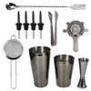 11-teiliges/Set Multifunktions-Cocktailshaker-Werkzeugset aus Edelstahl Bar Barkeeper Zubehör Schwarz