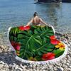 Tropical Plant Print Round Beach Towel Super Absorbent Quick Dry Microfiber Outdoor Picnic Mat Sunbathing Blanket For Travel