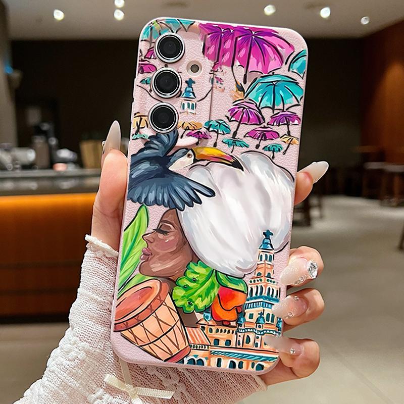 Tropical-style Toucan Pattern Case For Samsung Galaxy A57 A56 A55 A54 5G A37 A36 A35 A34 A17 A16 A15 A14 Leather Texture Silicone Cover