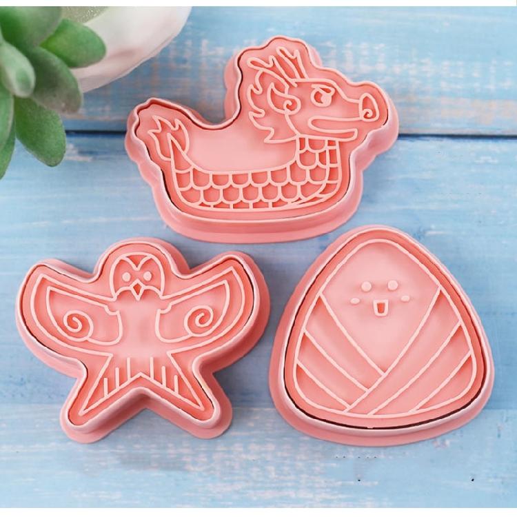 2/3Pcs Cartoon Pattern Printing Cookie Cutter Mold DIY Kites Zongzi Boats Mold