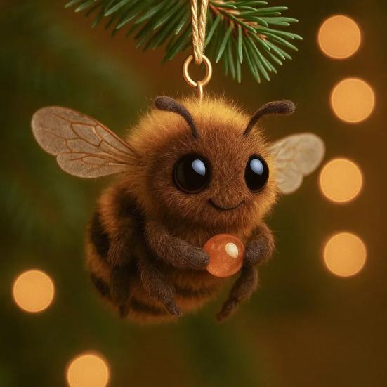 Insect Christmas Ornament 2D Acrylic Spider/Bee/Ladybug/Caterpillar Christmas Tree Ornament for Nature Lovers
