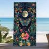 Full Moon Moth Wildflower Dark Starry Print Beach Towel Quick Dry Sand Free Towel Gothic Botanical Summer Vacation Towel