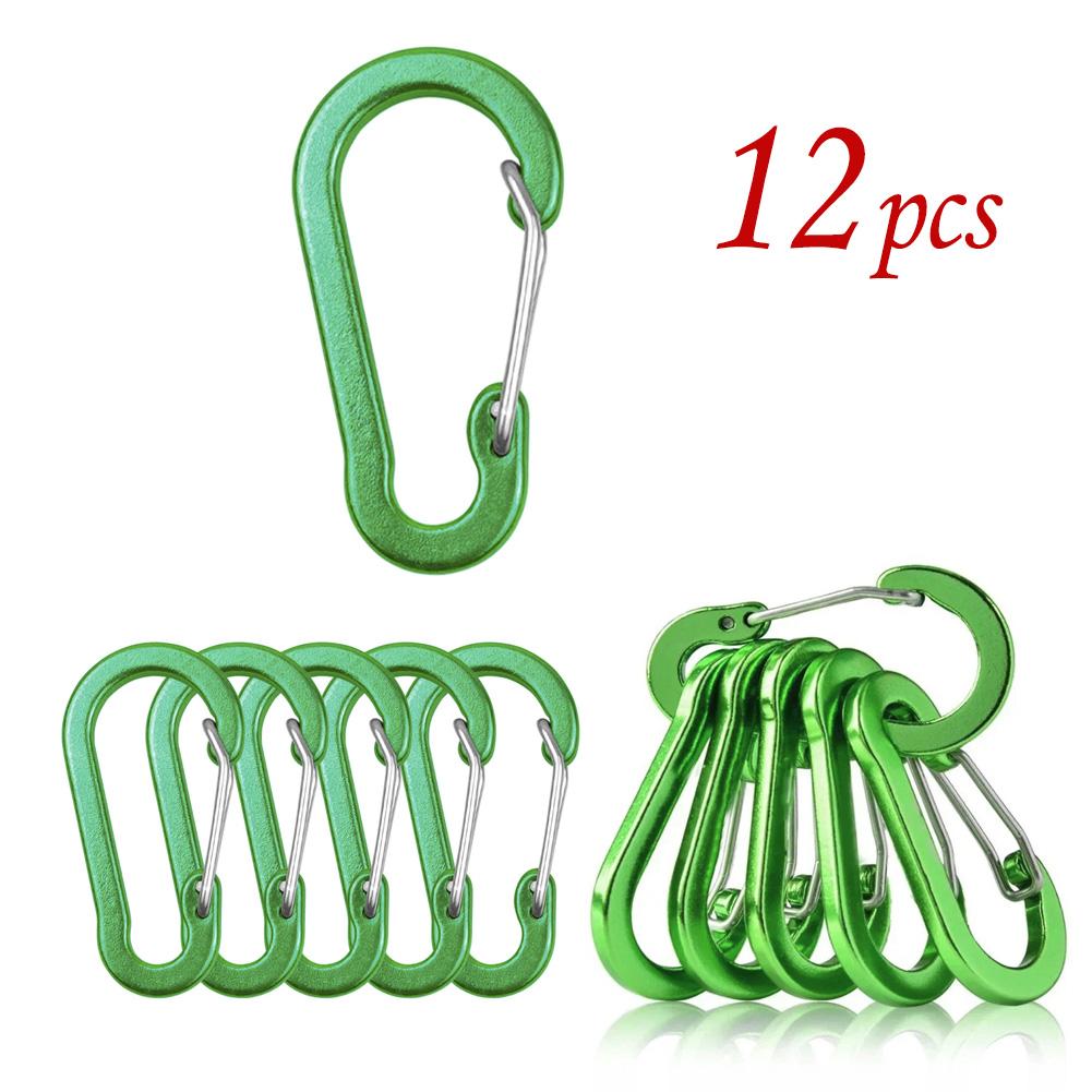 1/6/12pcs Aluminum Carabiner Clip Keychain Carabiners Lock Buckle Snap Outdoor Multi Tool Backpack Camping Hiking Fishing Hook
