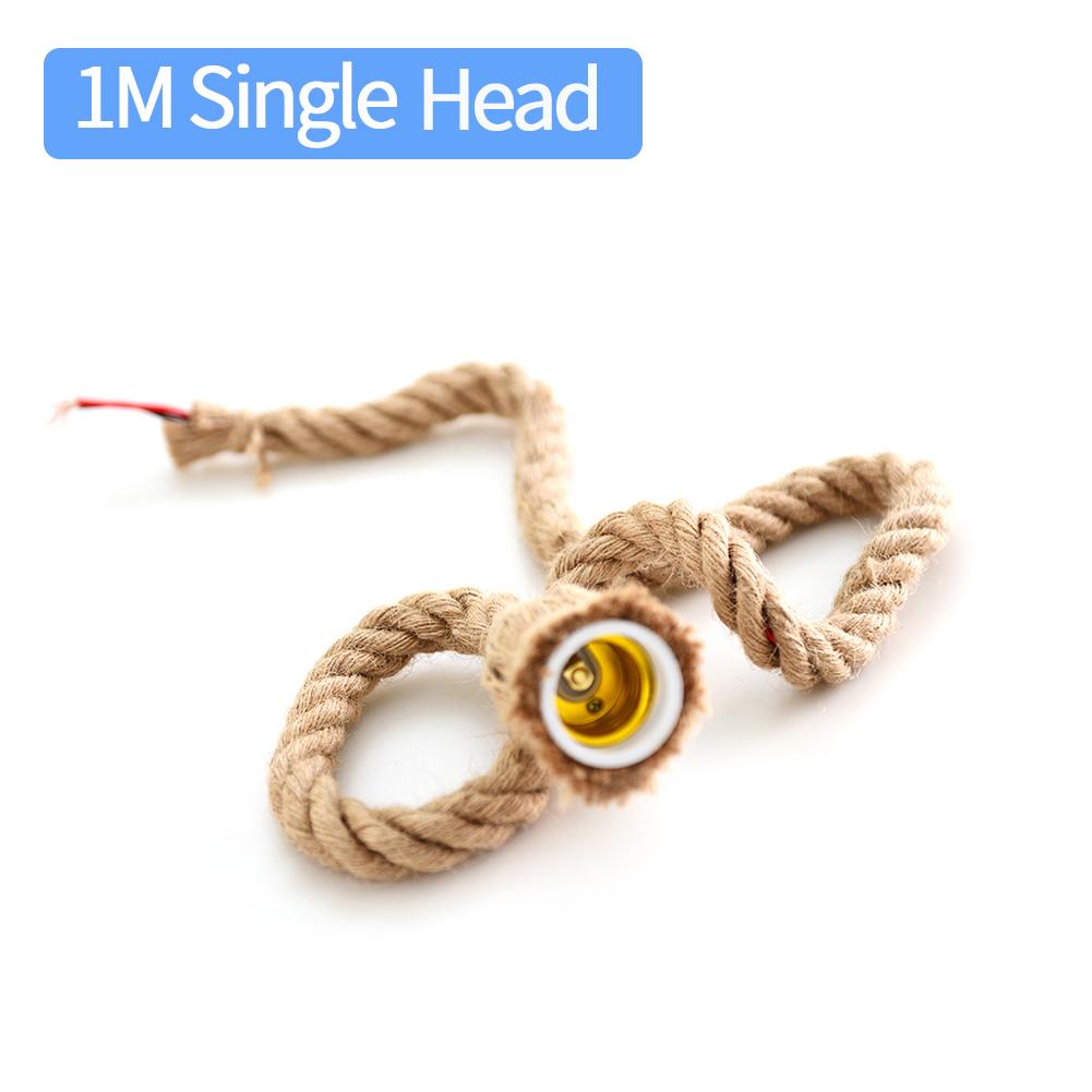 

E27 Lamp Base Holder Vintage Hemp Rope Electric Wire Cord for DIY E27 Edison Bulb Pendant Light Double/Single Head Natural Jute