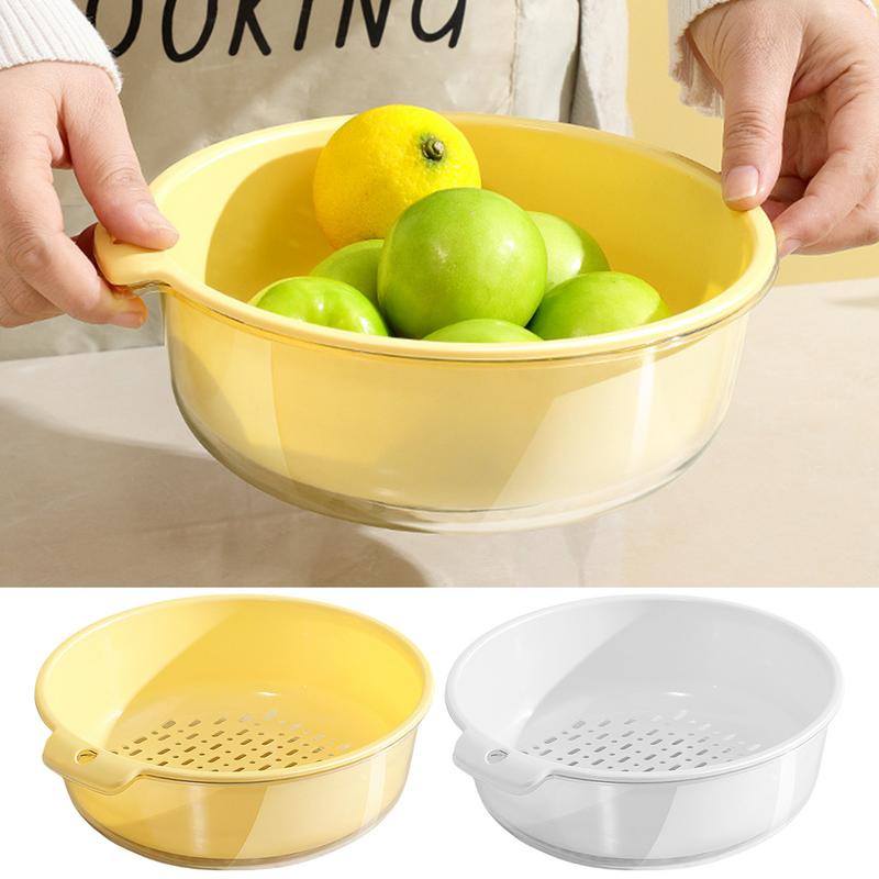 Drain Basket Strainer Double-Layer Handy Berry And Tomato Washer Portable Storage Fruit Washing Basin For Vegetable Fruit Wash