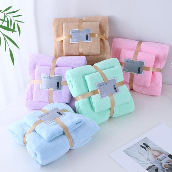 Towel Set Coral Fleece Bath Towel Cut Edge Absorbent Gift Towels Home Bathroom Soft Towels