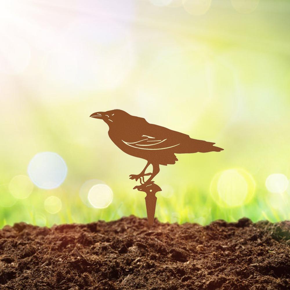 1pc Black Crow Metal Bird Garden Statue Transform your outdoor space with this statue. Perfect for yard, garden, and lawn.