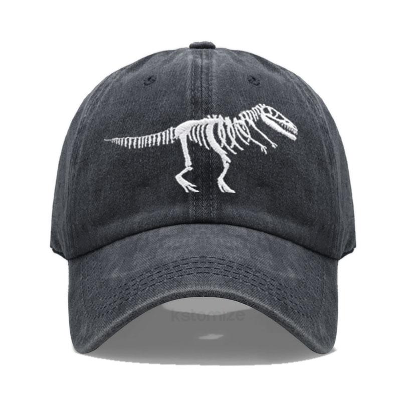 Dinosaur Skeleton Embroidered Baseball Cap for Women Men Fashion Adjustable Soft Cotton Dad Hat Unisex Classic Golf Caps