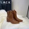 Women Western Cowboy Boots Fashion Pointed Toe Long Booties Ladies Elegant Thick Heel Shoes Winter Removable Women's Footwear
