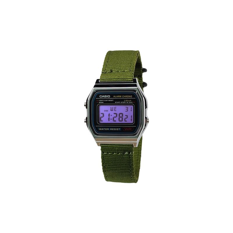 Casio Özelleştirilmiş saat modifiye serisi gümüş reçine kasa A158WA-1 modifiye-Tie Lei kalp ritmi Kuvars naylon kayış A158WA-LvSeBiaoDaiZiSeBiaoJing