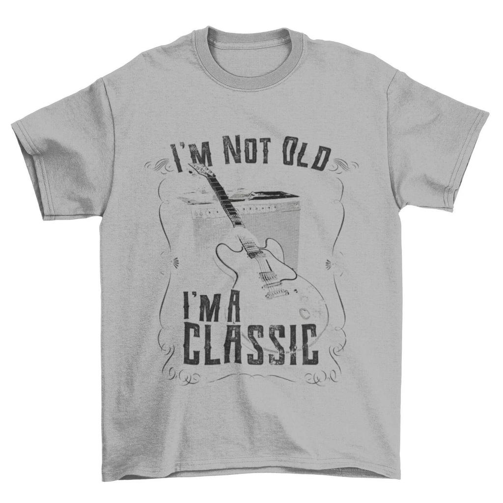 Funny Guitar T-shirt I'm Not Old I'm A Classic Amp Retro Guitarist Dad Grandpa Same Streetwear for Men and Women Pure Cotton