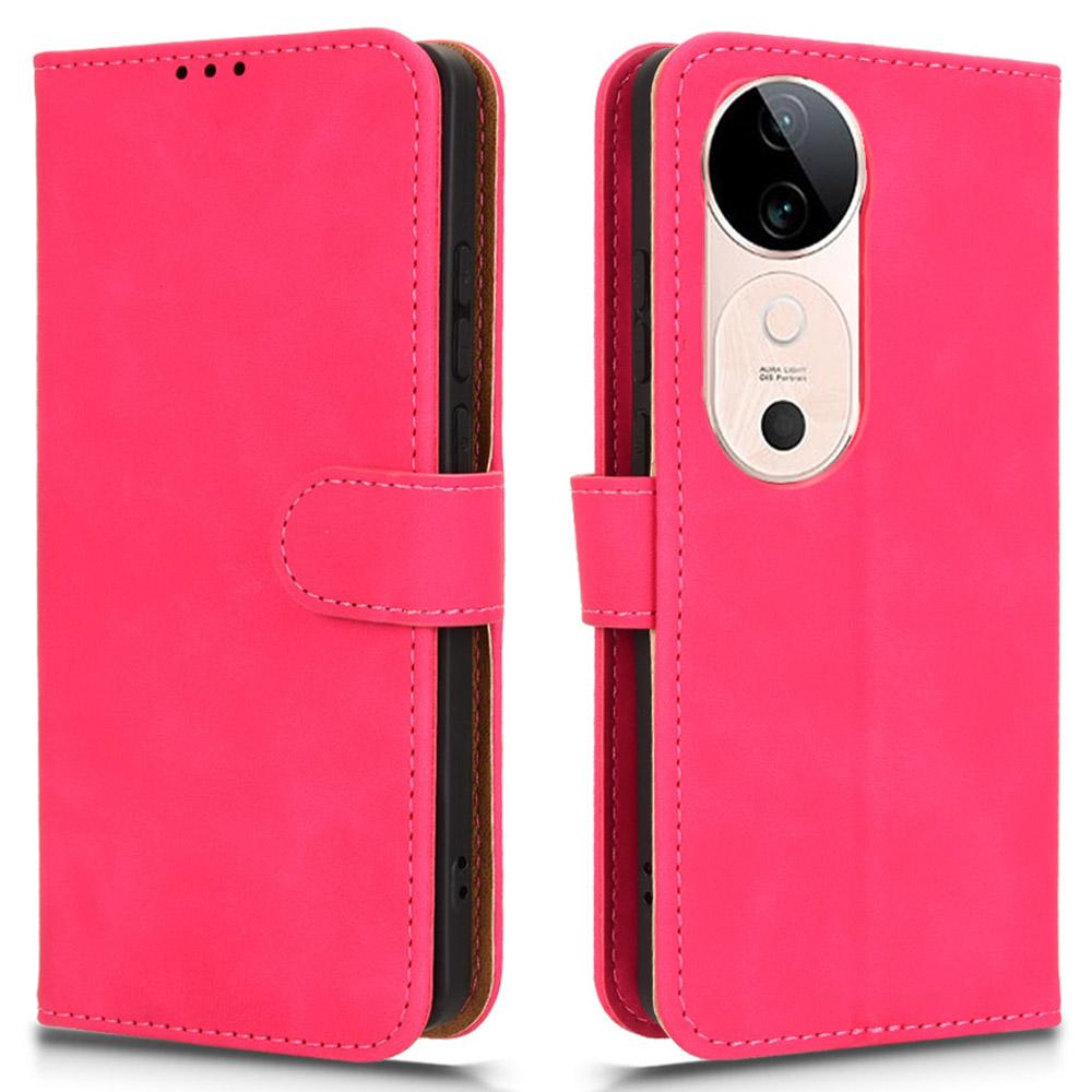 

For vivo S19 5G Cell Phone Case Magnetic Clasp Skin-Touch PU Leather Wallet Cover Rose