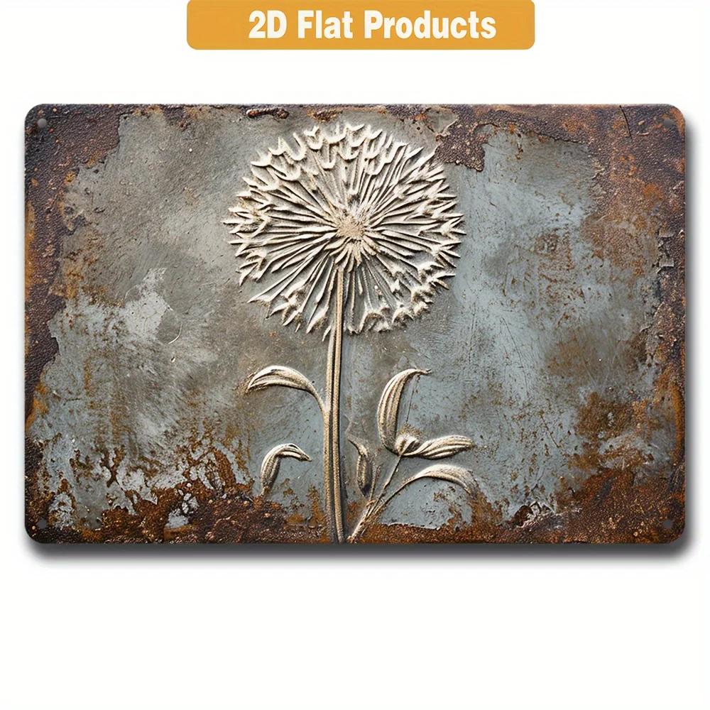 A Vintage Metal Aluminum Sign, Dandelion Poster Tin Sign Wall Art Decoration Vintage Garage Wall Decoration Cafe Bar