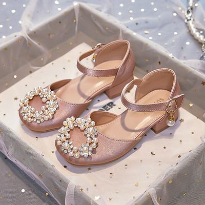 Mädchen Prinzessin Sandalen 2025 Sommer Mode Ausländischer Stil Kinder Performance Schuhe Tasche Kopf Hoher Absatz Aprikot Einzelne Schuhe Weiche Sohle