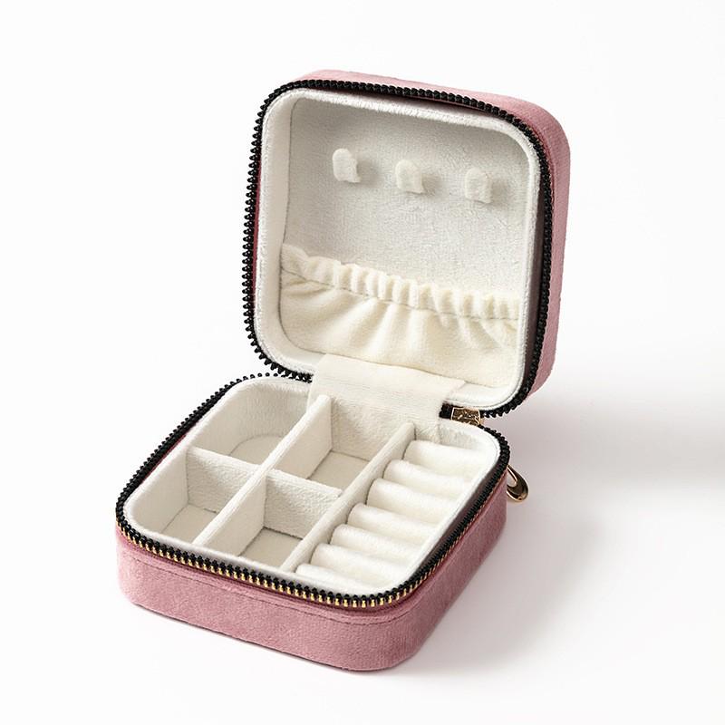 Vintage Velvet Oval Jewelry Storage Box with Zipper - Mini Portable High-End Packaging