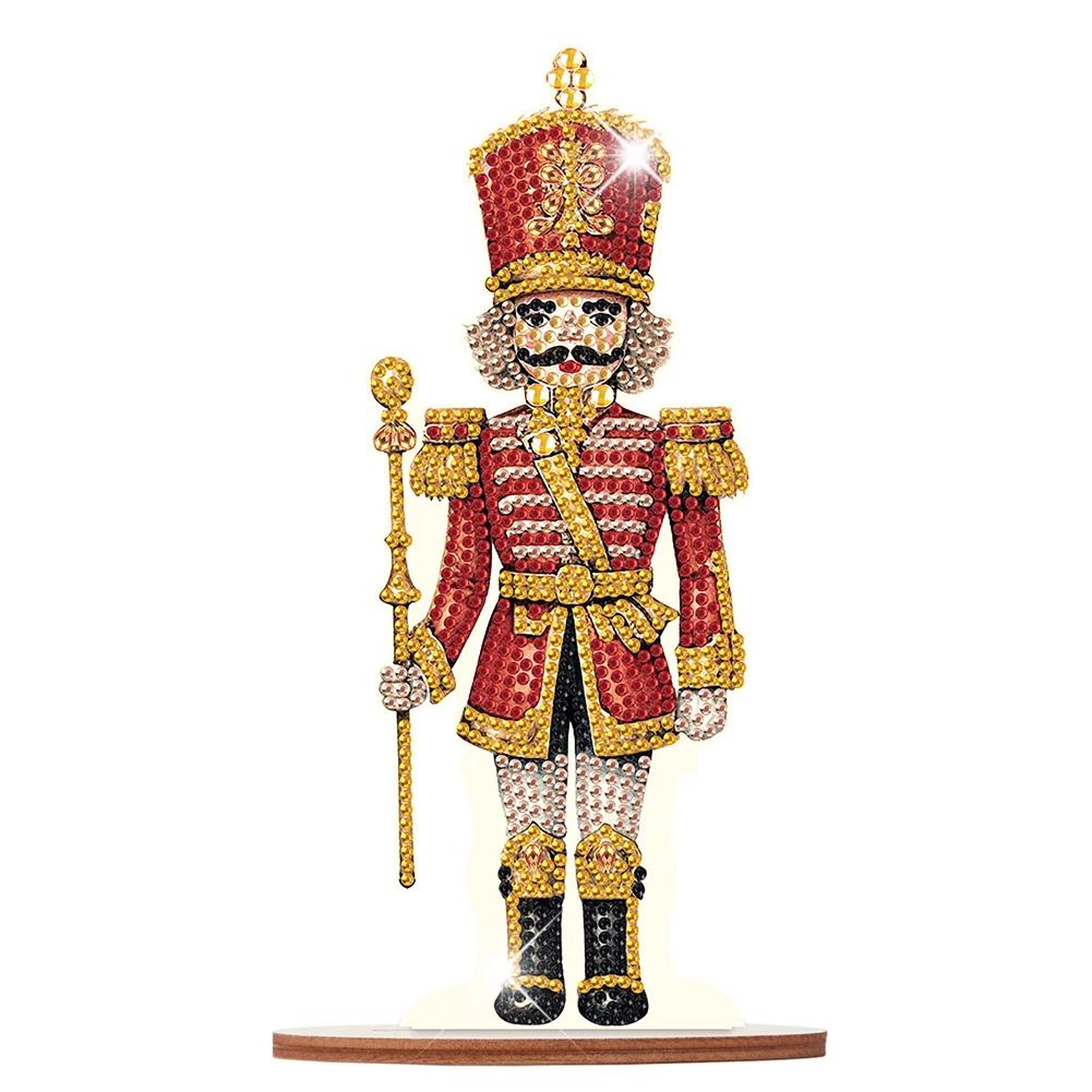 Diamond Painting Christmas Ornament Wooden Desktop Nutcracker Table Top Diamond Painting Decor for Home Office Desktop Decor