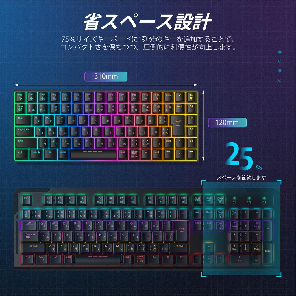iClever Gaming Red Japanese Macro Black Keyboard, 75% Size, Switches, Mechanical, Layout, Support, G05,