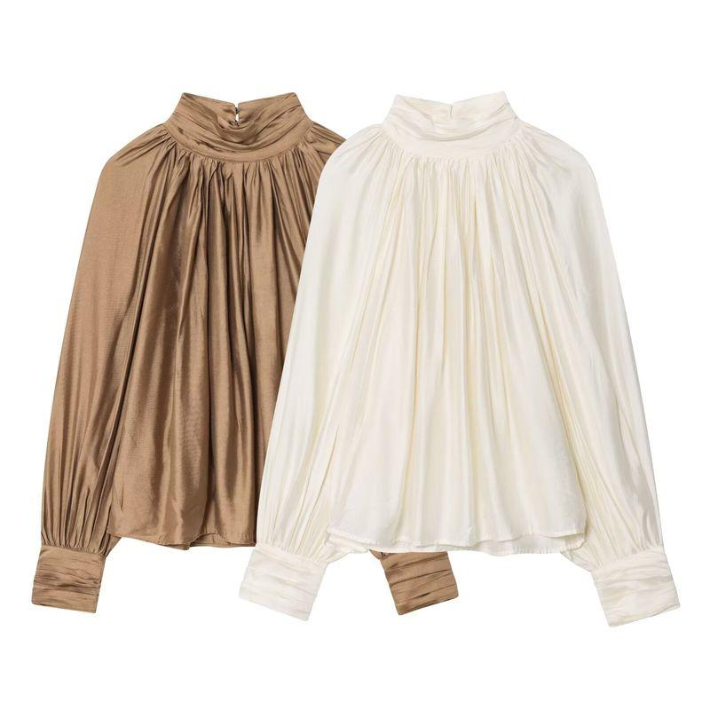 Kaslead New Women Clothes Western Style Fashion Simple and Versatile Draped Top 1297202