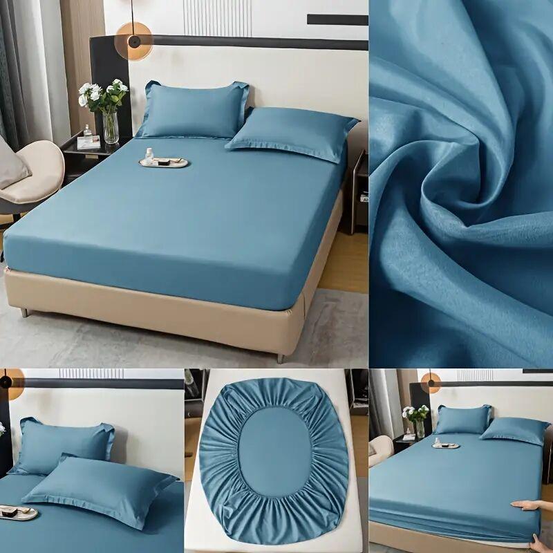 Cearceaf de pat, din bumbac moale, cu benzi elastice, culoare uni, huse de saltea antiderapante, cearceaf pentru pat dublu king-size 140/160/200