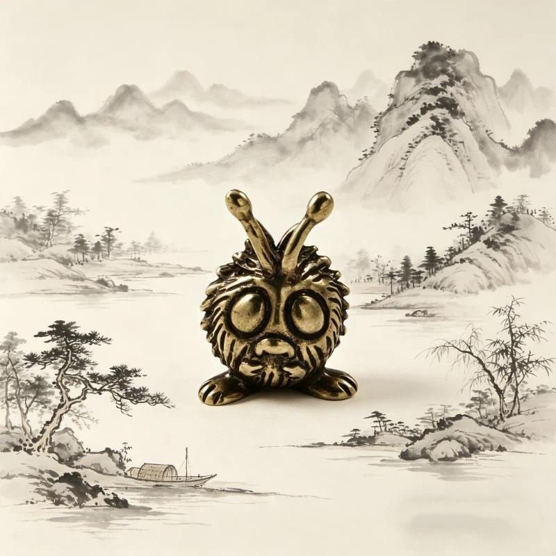 Alloy Cute Cartoon Caterpillar Figurine Retro Antique Finish Fine Detailing For Home Decor Ornament Gift