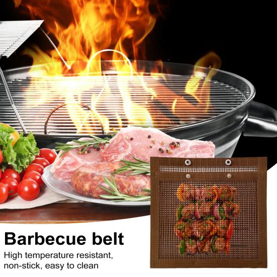BBQ Mesh Grill Bag Reusable Non-Stick Barbecue Bags for Meat Veggies Seafood Pizza Heat-Resistant BBQ Veggie Grill Pouches